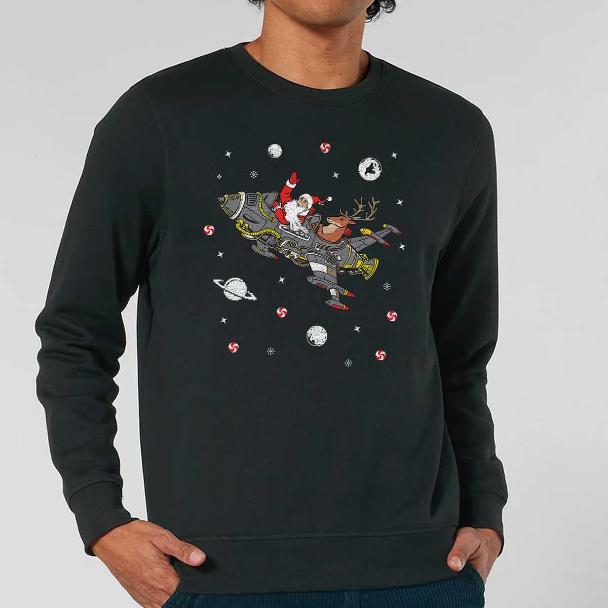 Santa Rocket Christmas | Vintage Rocker Sweatshirt