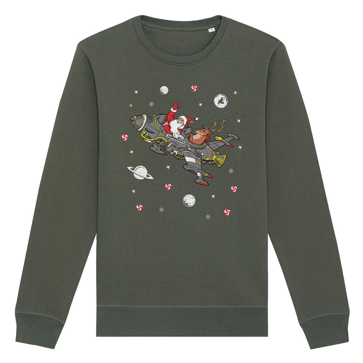 Santa Rocket Christmas | Vintage Rocker Sweatshirt