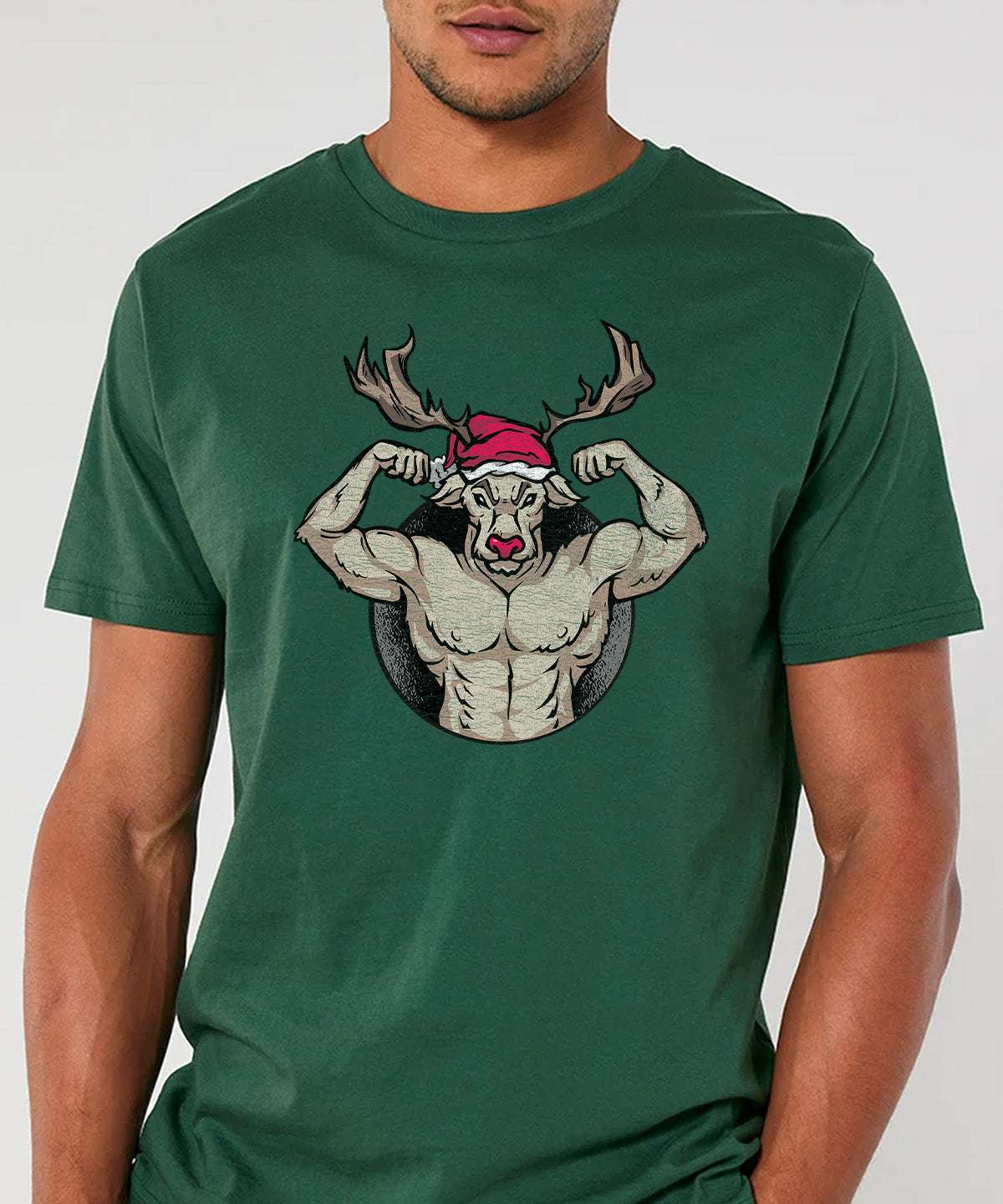 Rudolph Muscles | Vintage Christmas Rocker T-Shirt Chroma Clothing