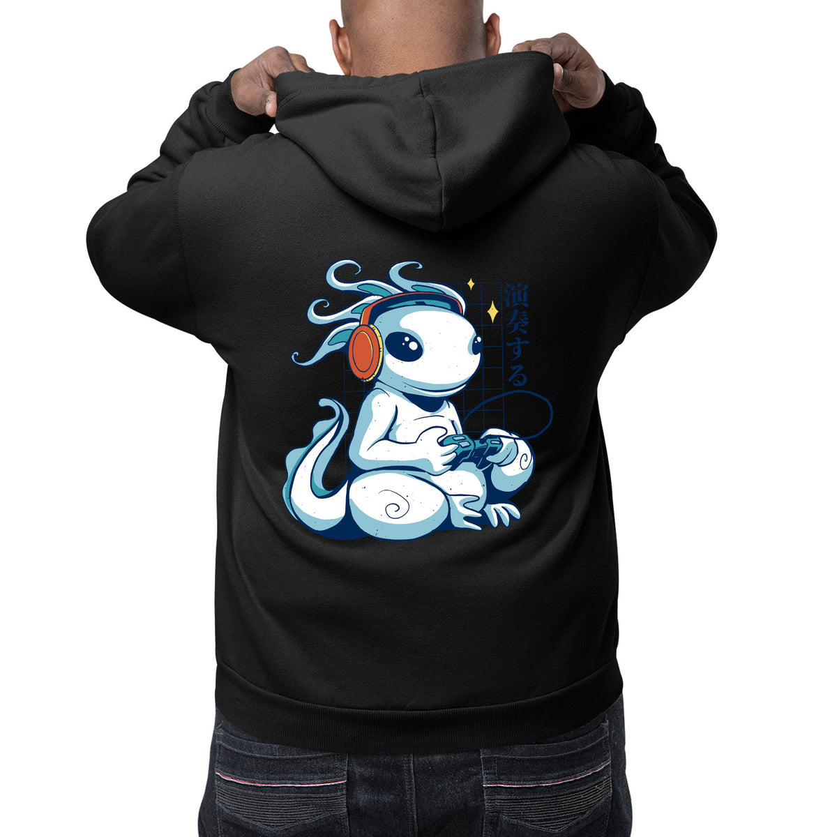 Axolotl Gamer Back Print Unisex Adult Hoodie