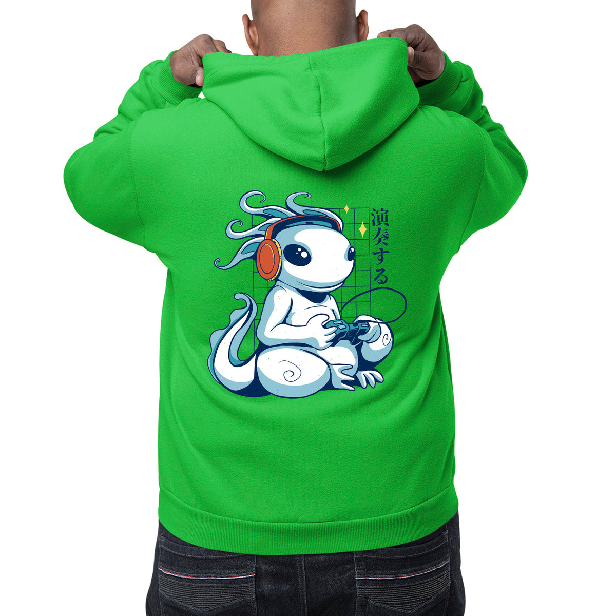 Axolotl Gamer Back Print Unisex Adult Hoodie