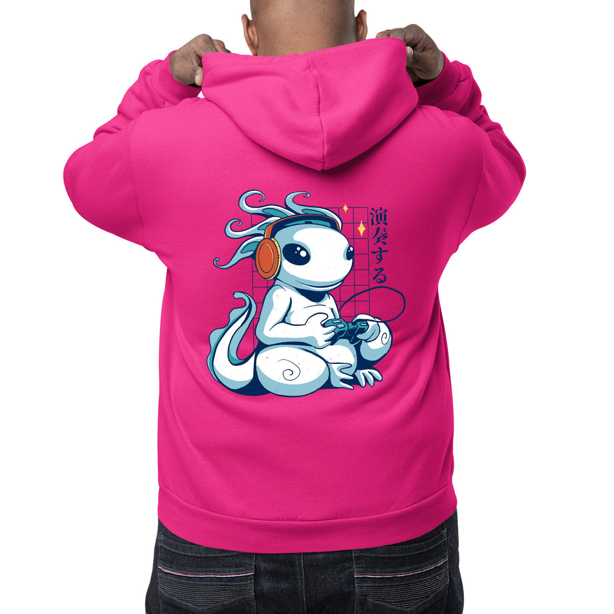 Axolotl Gamer Back Print Unisex Adult Hoodie