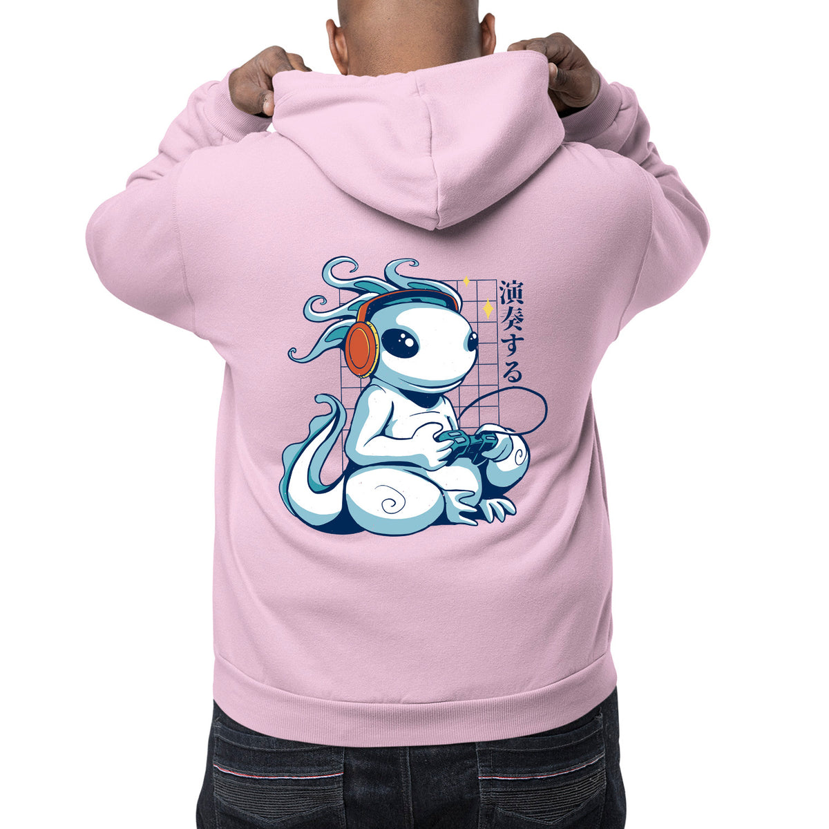 Axolotl Gamer Back Print Unisex Adult Hoodie