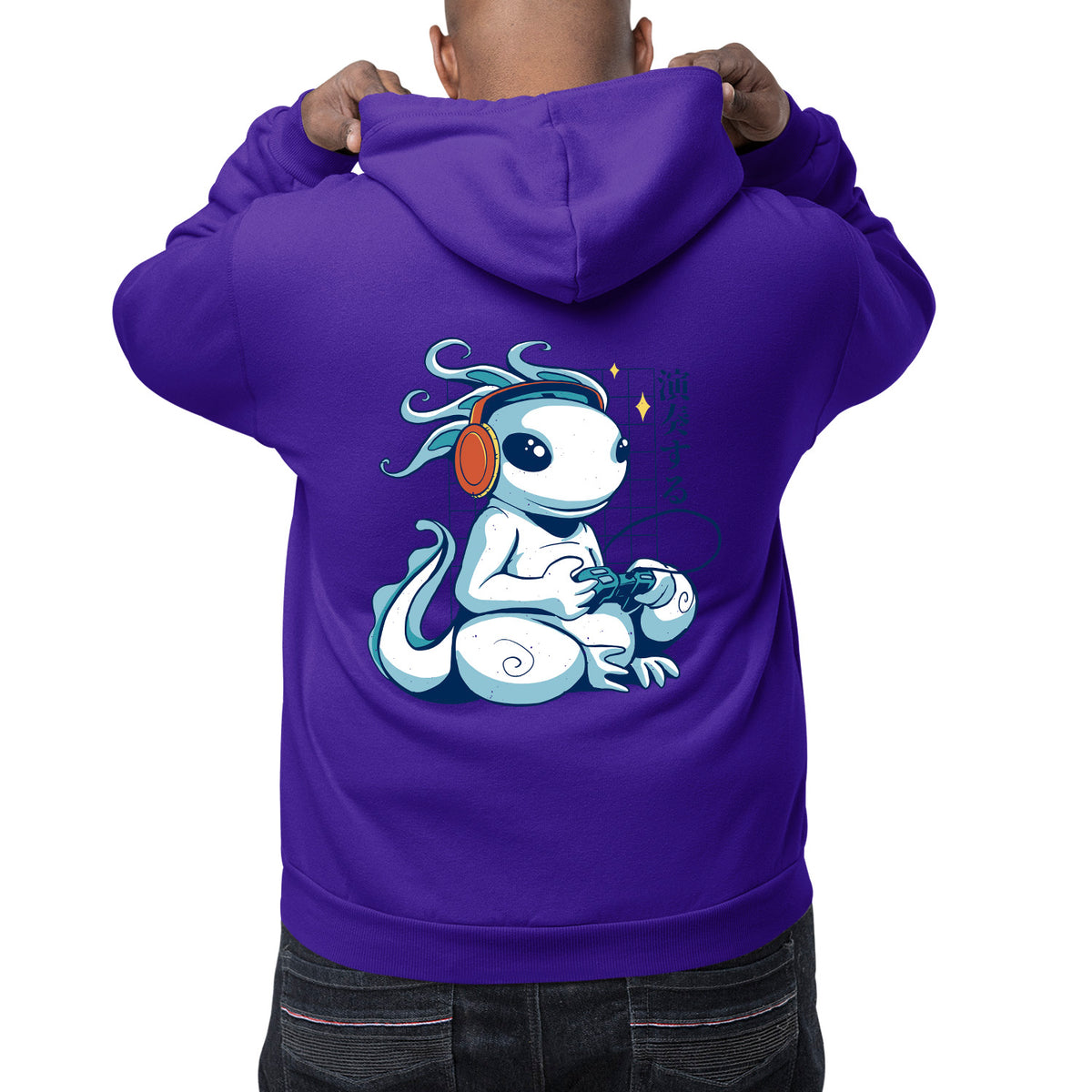 Axolotl Gamer Back Print Unisex Adult Hoodie