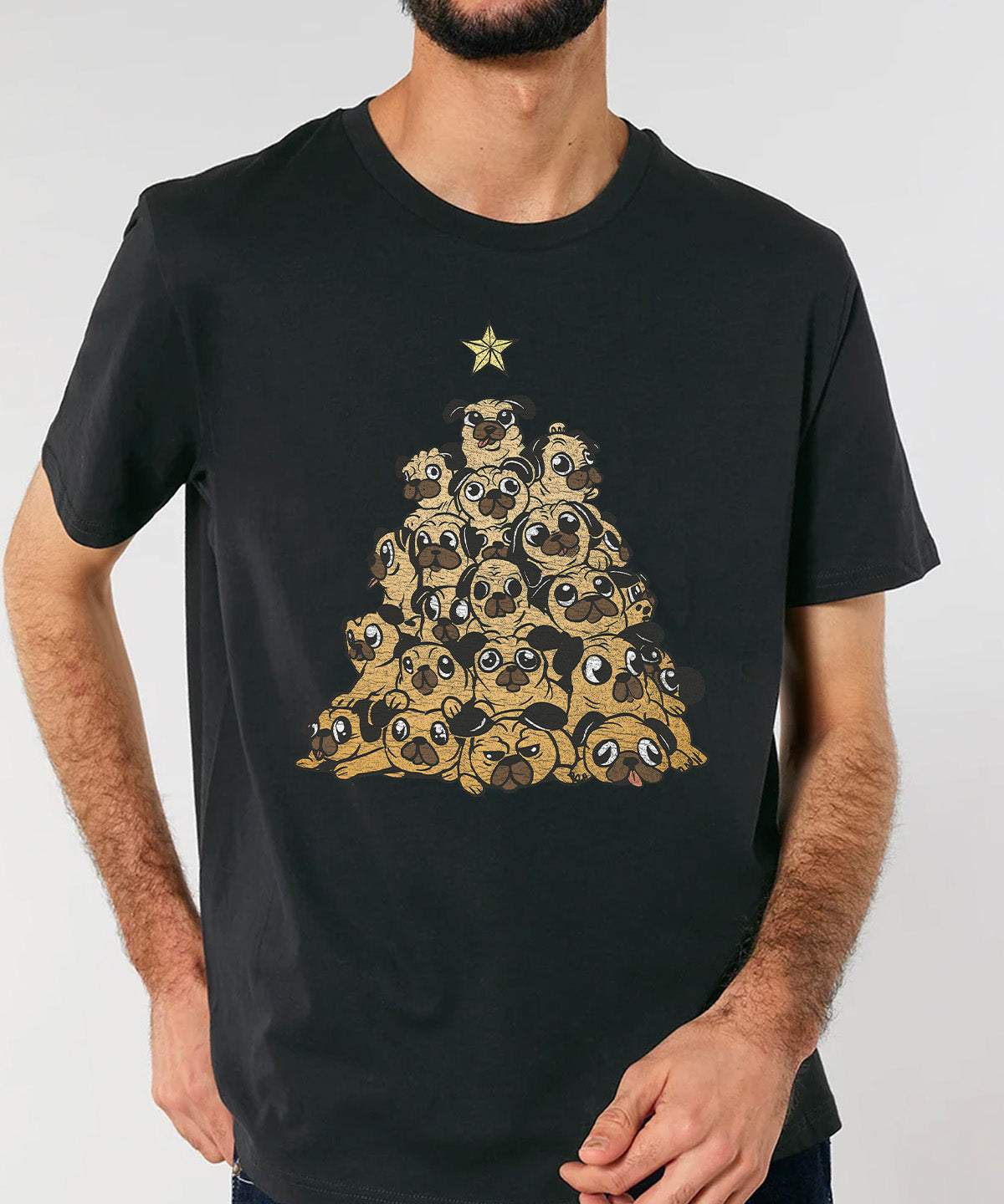 Christmas Tree Pugs | Vintage Christmas Rocker T-Shirt Chroma Clothing