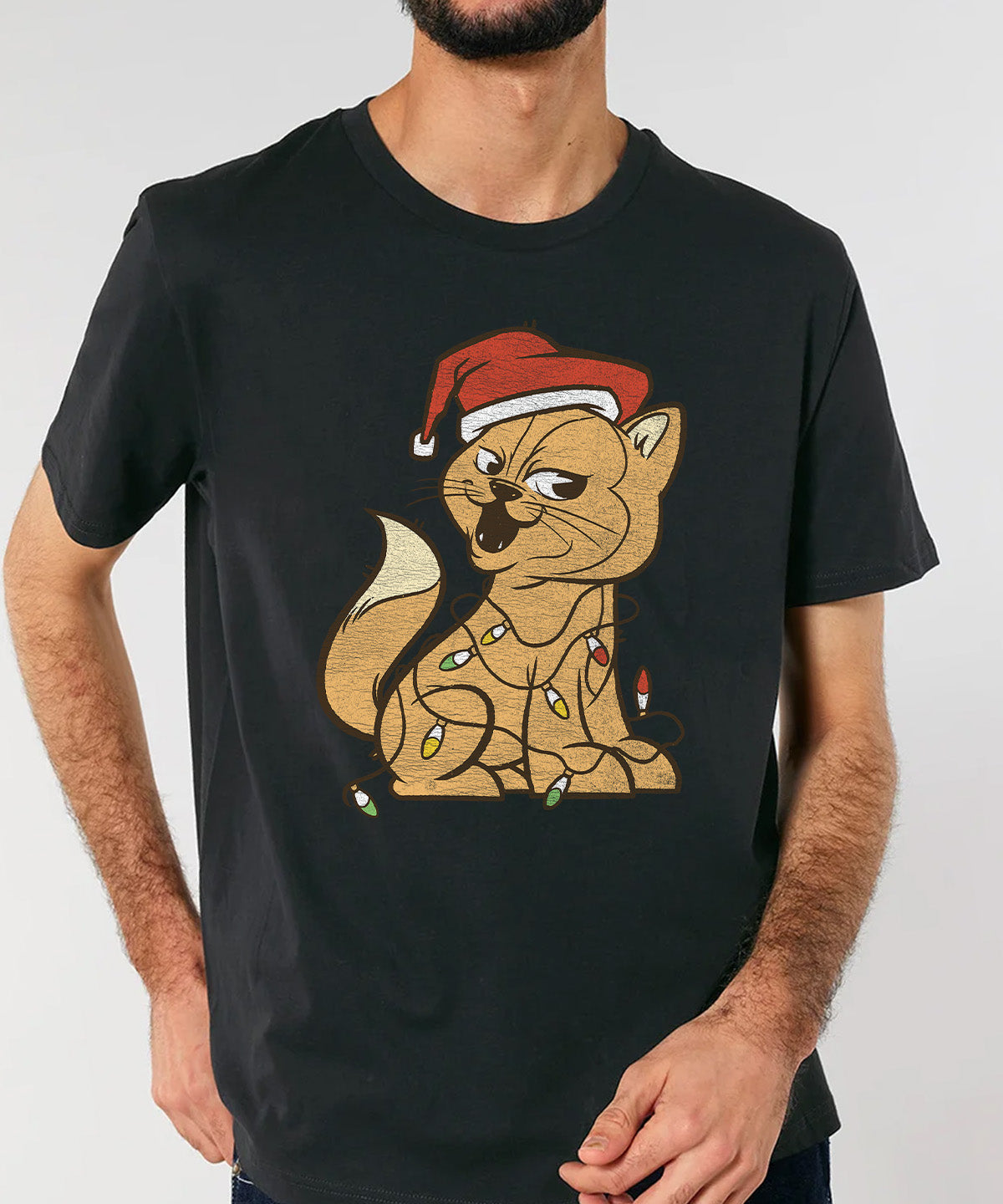 Xmas Cat Lights | Vintage Christmas Rocker T-Shirt