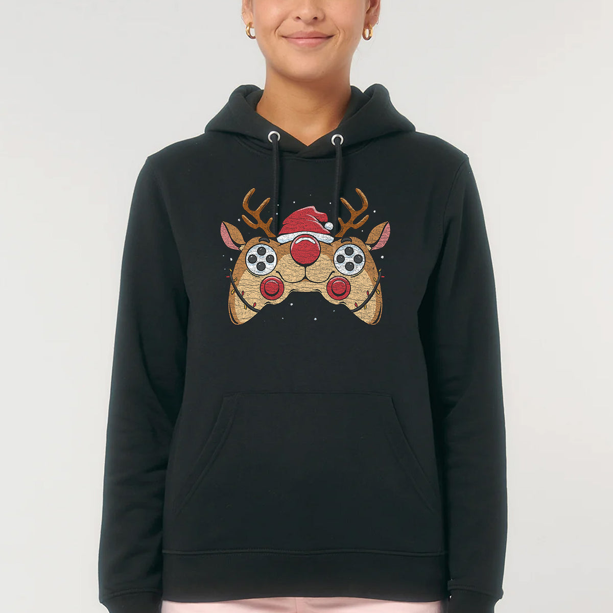 Reindeer Joystick Gamer | Vintage Rocker Hoodie