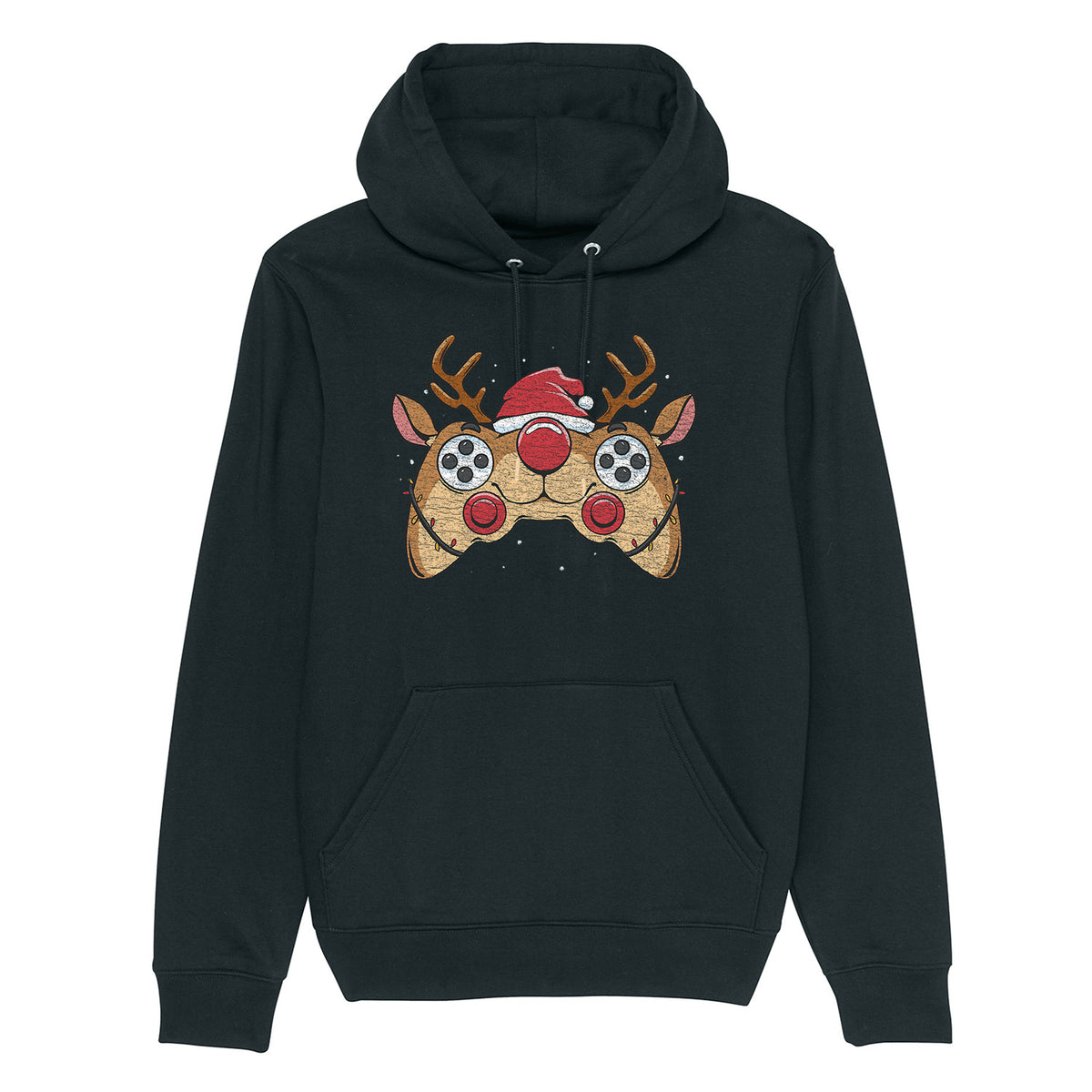 Reindeer Joystick Gamer | Vintage Rocker Hoodie