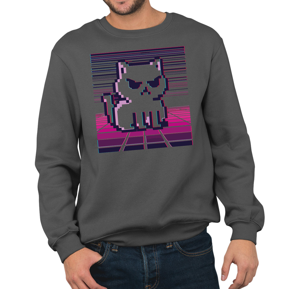 Pixel Cat | Unisex Adult Sweatshirt | Premium Halloween Clothing