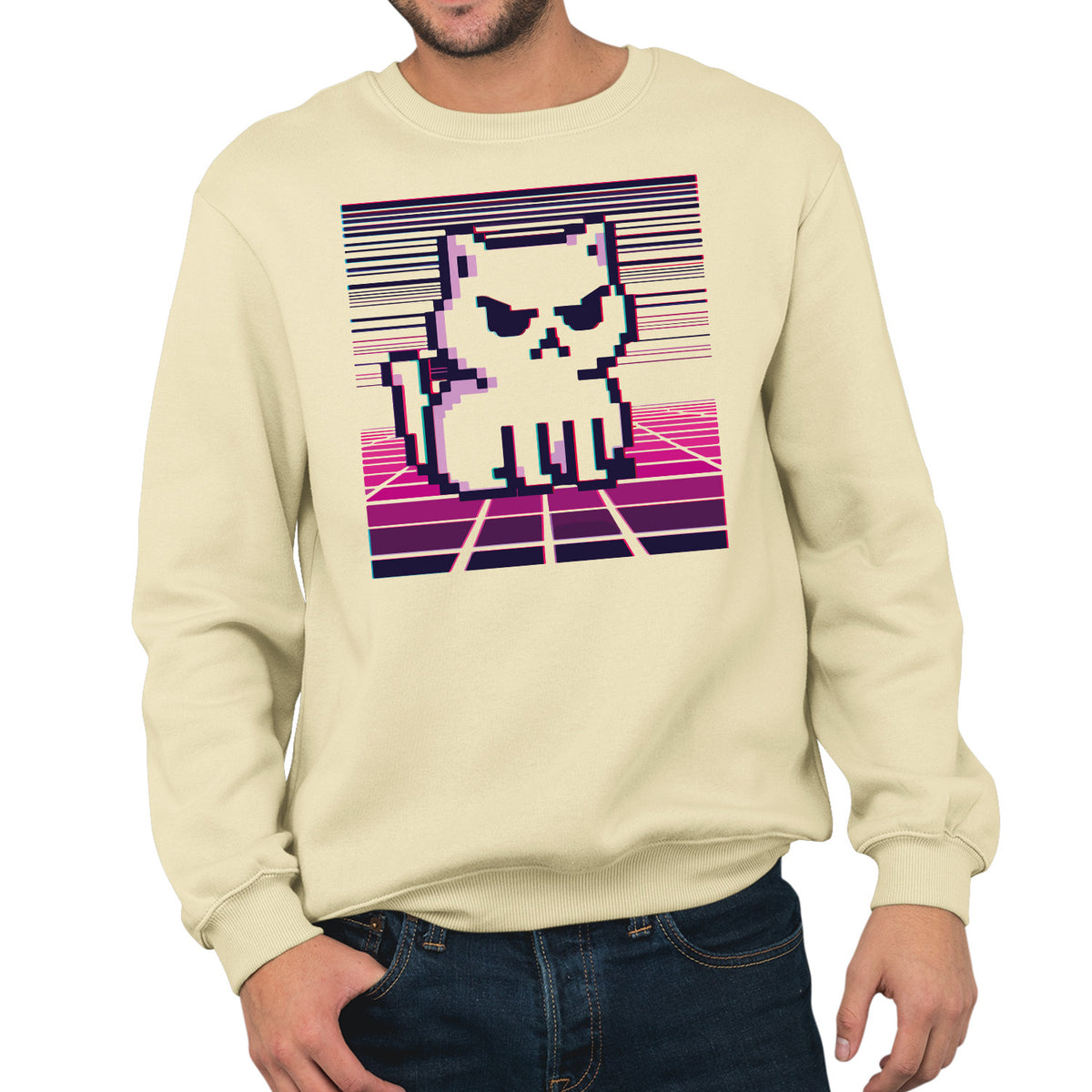 Pixel Cat | Unisex Adult Sweatshirt | Premium Halloween Clothing