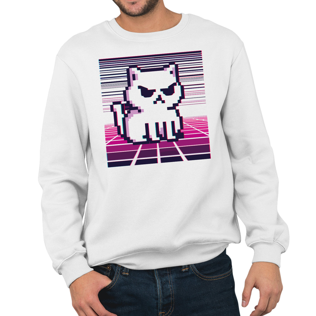 Pixel Cat | Unisex Adult Sweatshirt | Premium Halloween Clothing