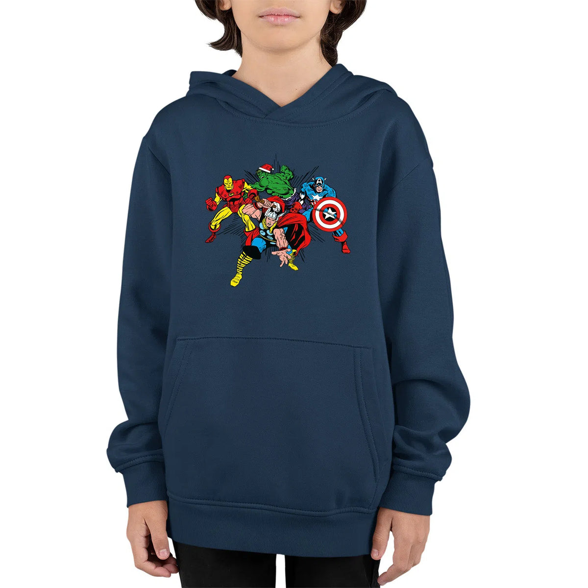 Classic Avengers Christmas Team-Up | Kids Pullover Hoodie Chroma Clothing