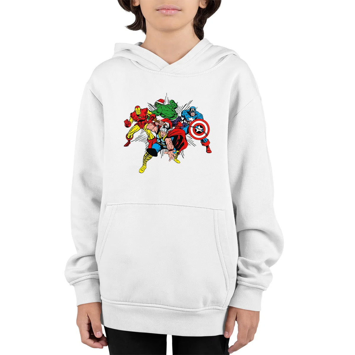 Classic Avengers Christmas Team-Up | Kids Pullover Hoodie Chroma Clothing