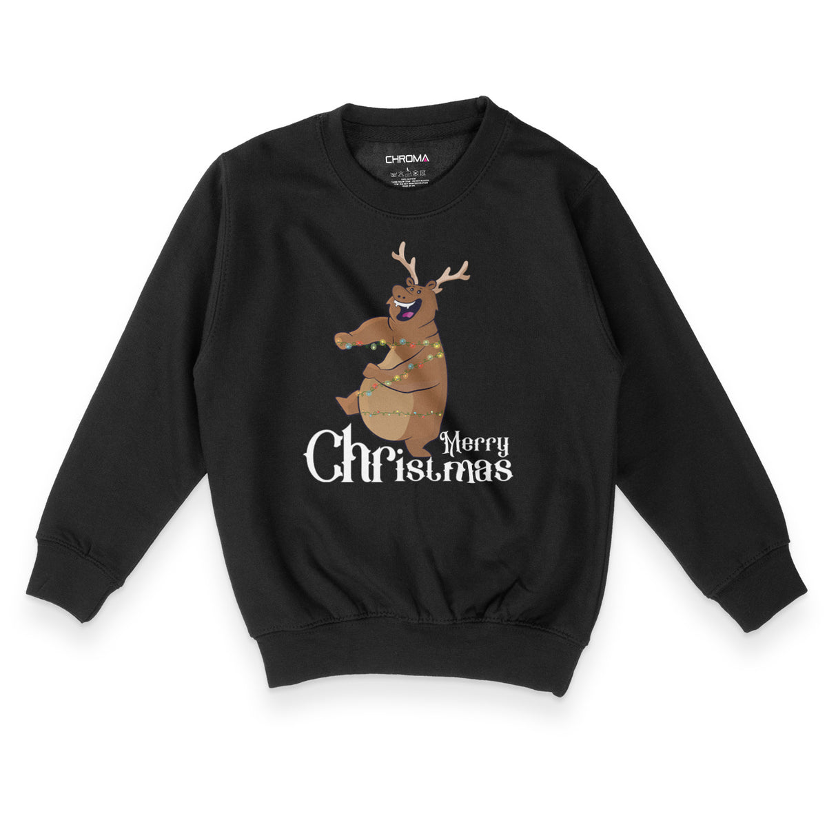 Merry Christmas Festive Deer | Kid's Christmas Sweatshirt Chroma Clothing