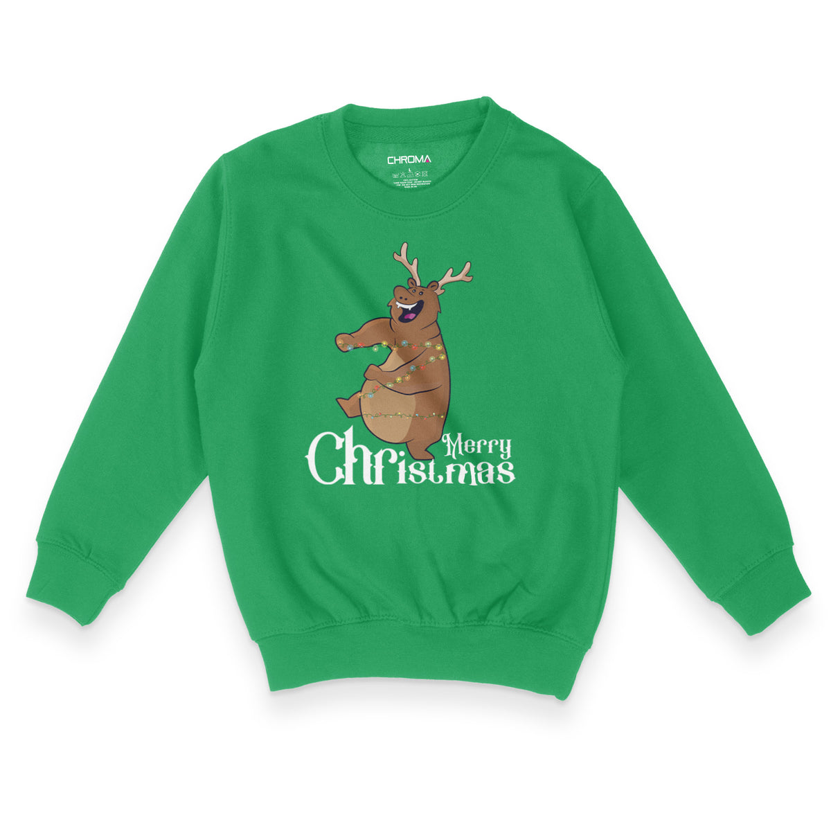 Merry Christmas Festive Deer | Kid's Christmas Sweatshirt Chroma Clothing