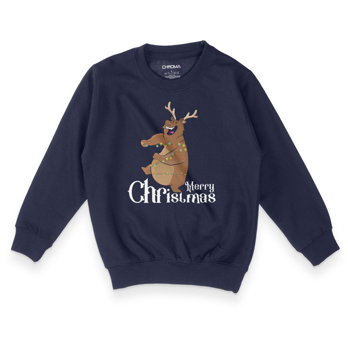 Merry Christmas Festive Deer | Kid's Christmas Sweatshirt Chroma Clothing