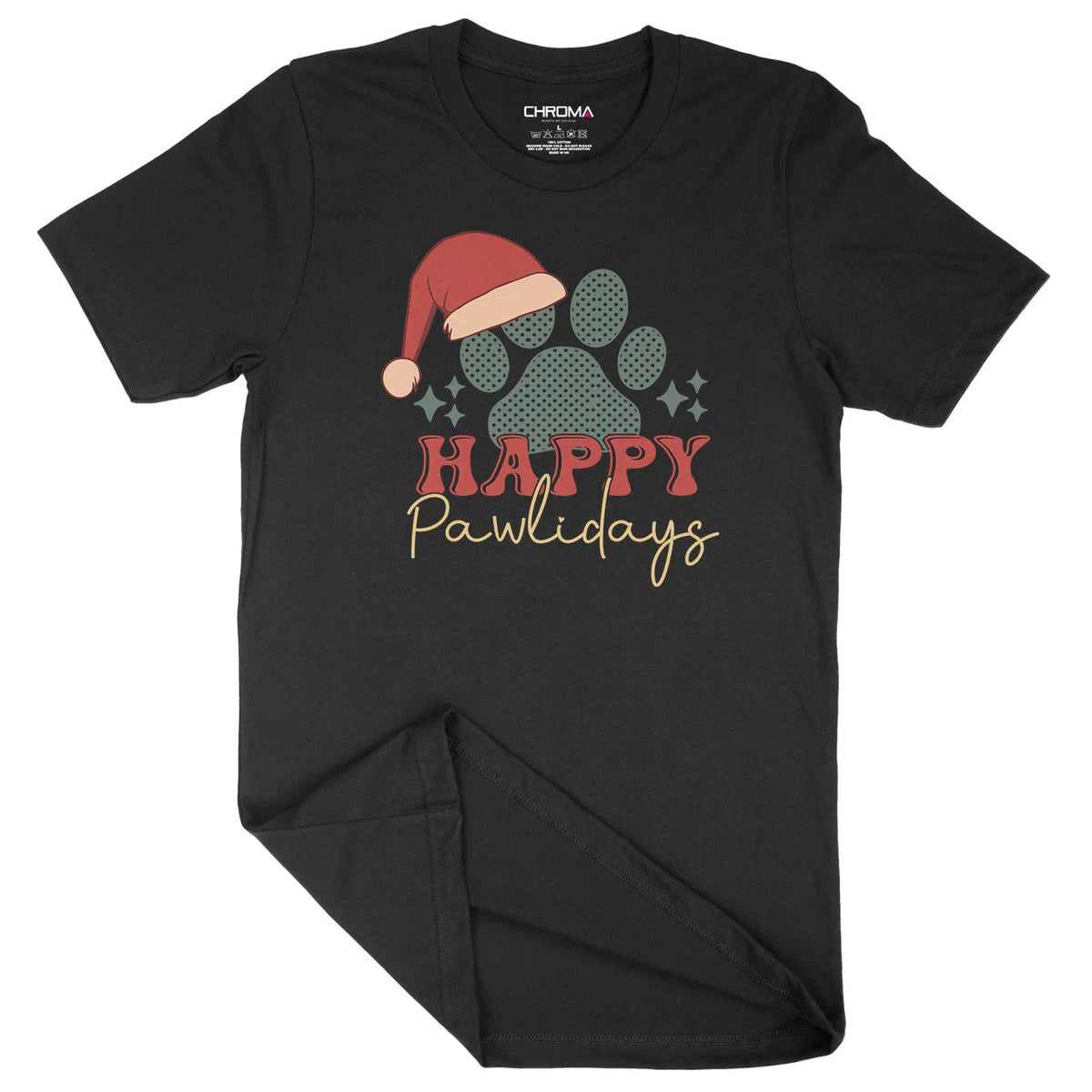 Happy Holidays Pawlidays Cat Lover | Unisex Christmas T-Shirt Chroma Clothing