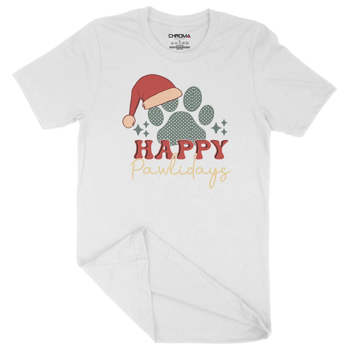 Happy Holidays Pawlidays Cat Lover | Unisex Christmas T-Shirt Chroma Clothing