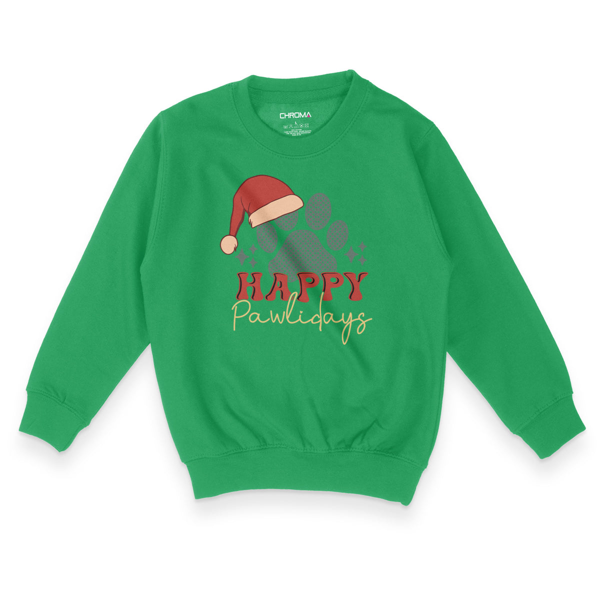 Happy Pawlidays Festive Holiday | Kid's Christmas Sweatshirt Chroma Clothing