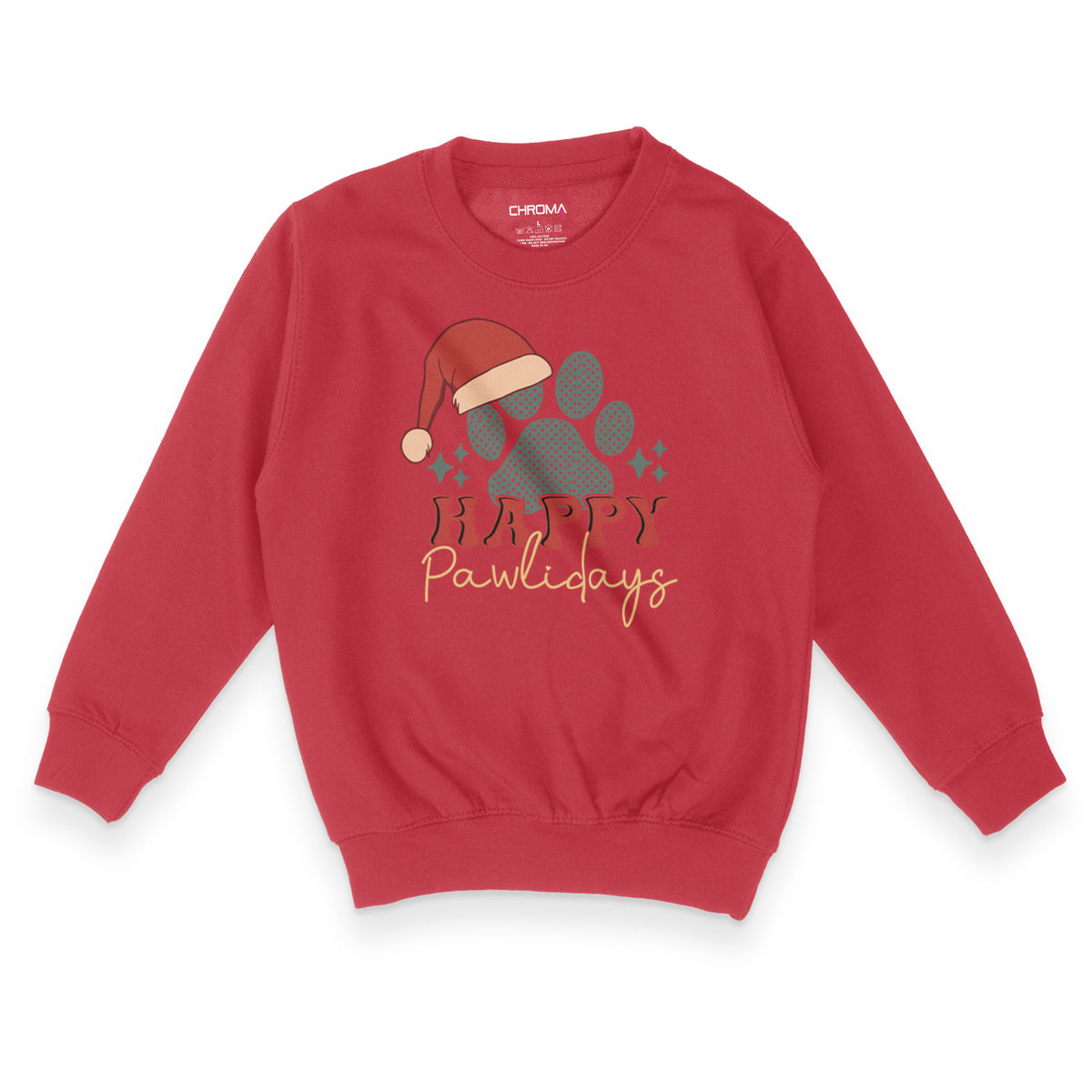 Happy Pawlidays Festive Holiday | Kid's Christmas Sweatshirt Chroma Clothing