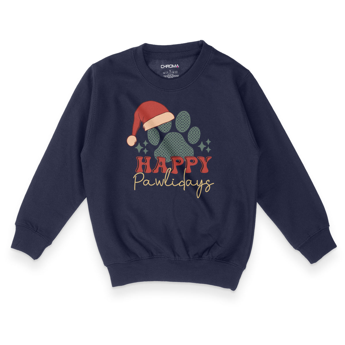 Happy Pawlidays Festive Holiday | Kid's Christmas Sweatshirt Chroma Clothing