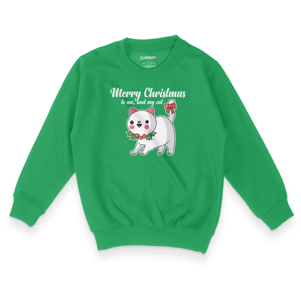 Merry Christmas To Me And Cat Lover | Kid's Christmas Sweatshirt Chroma Clothing