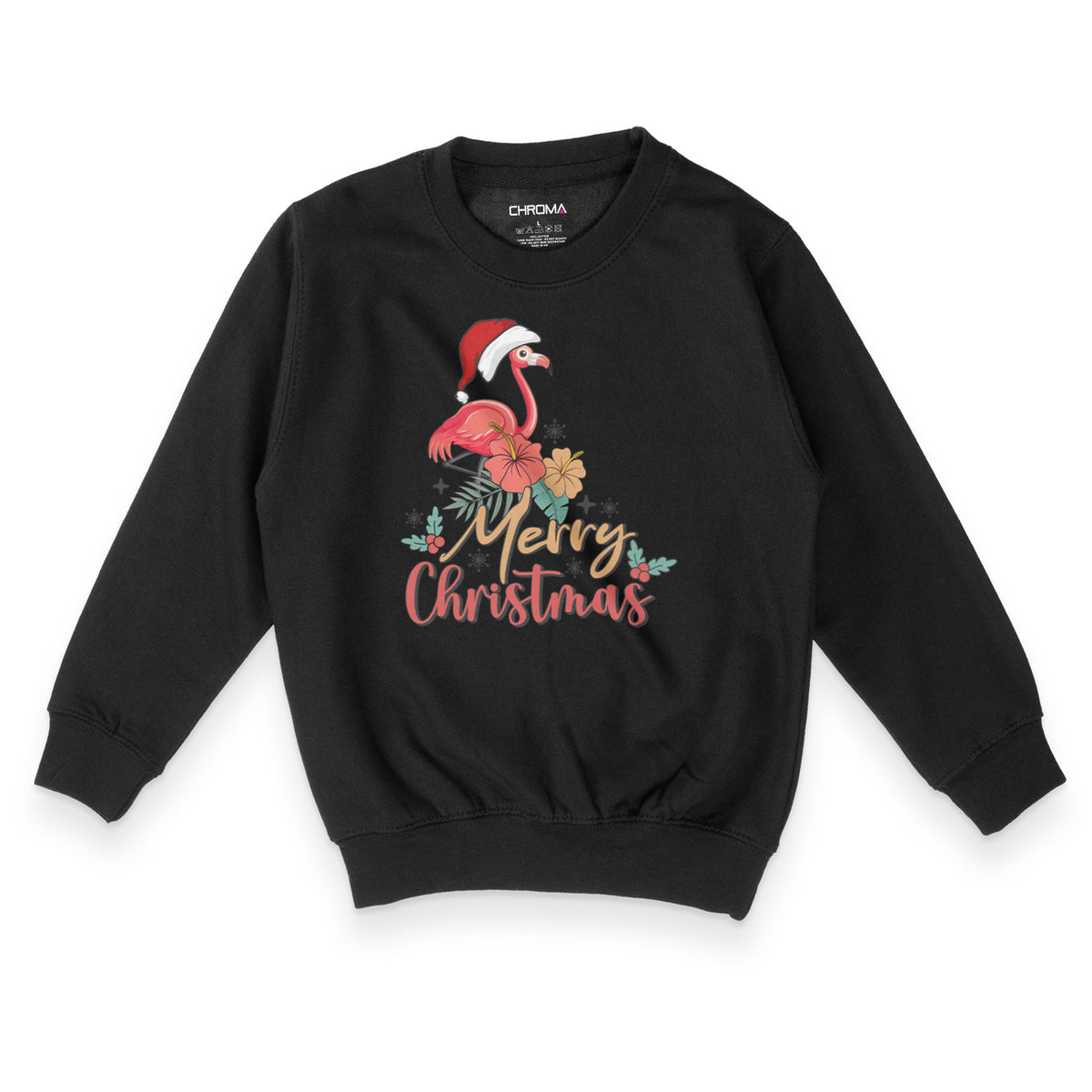 Festive Flamingo Merry Christmas | Kid's Christmas Sweatshirt Chroma Clothing