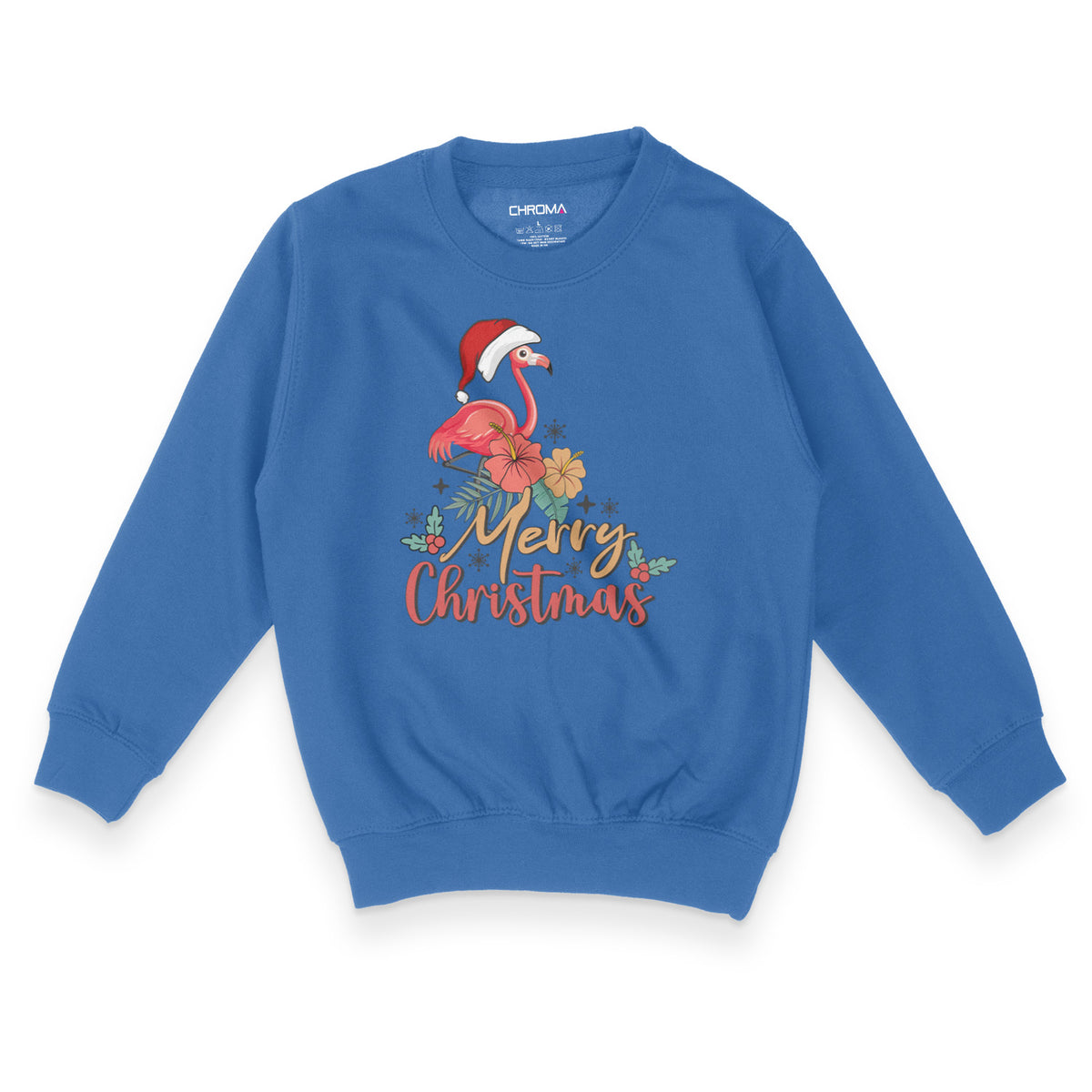 Festive Flamingo Merry Christmas | Kid's Christmas Sweatshirt Chroma Clothing