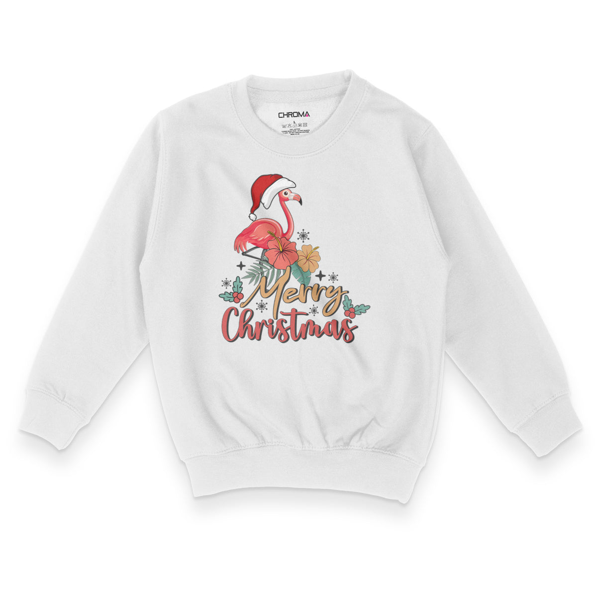 Festive Flamingo Merry Christmas | Kid's Christmas Sweatshirt Chroma Clothing