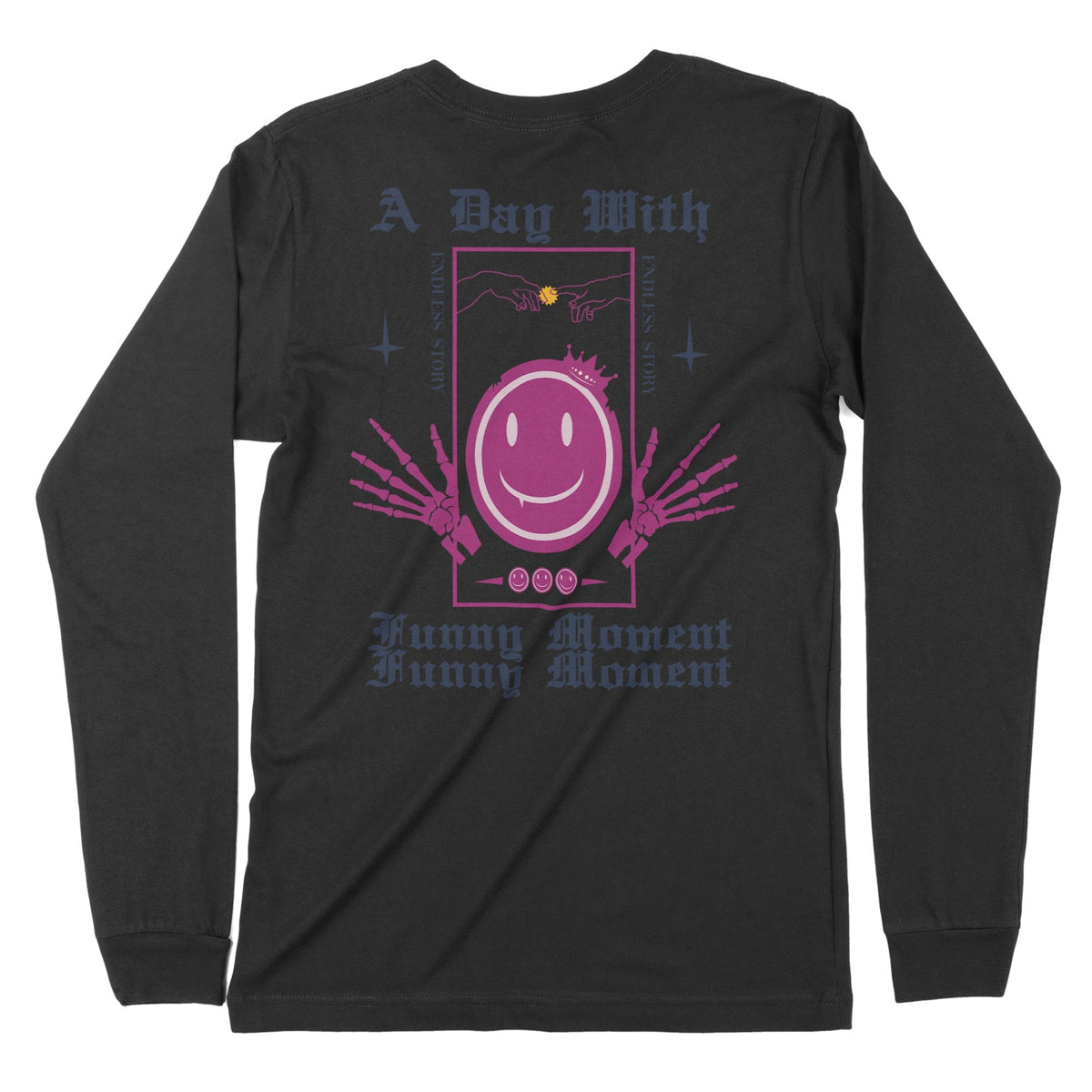 A Day With Funny Moments | Back Print | Long-Sleeve T-Shirt | PremiumChroma Clothing