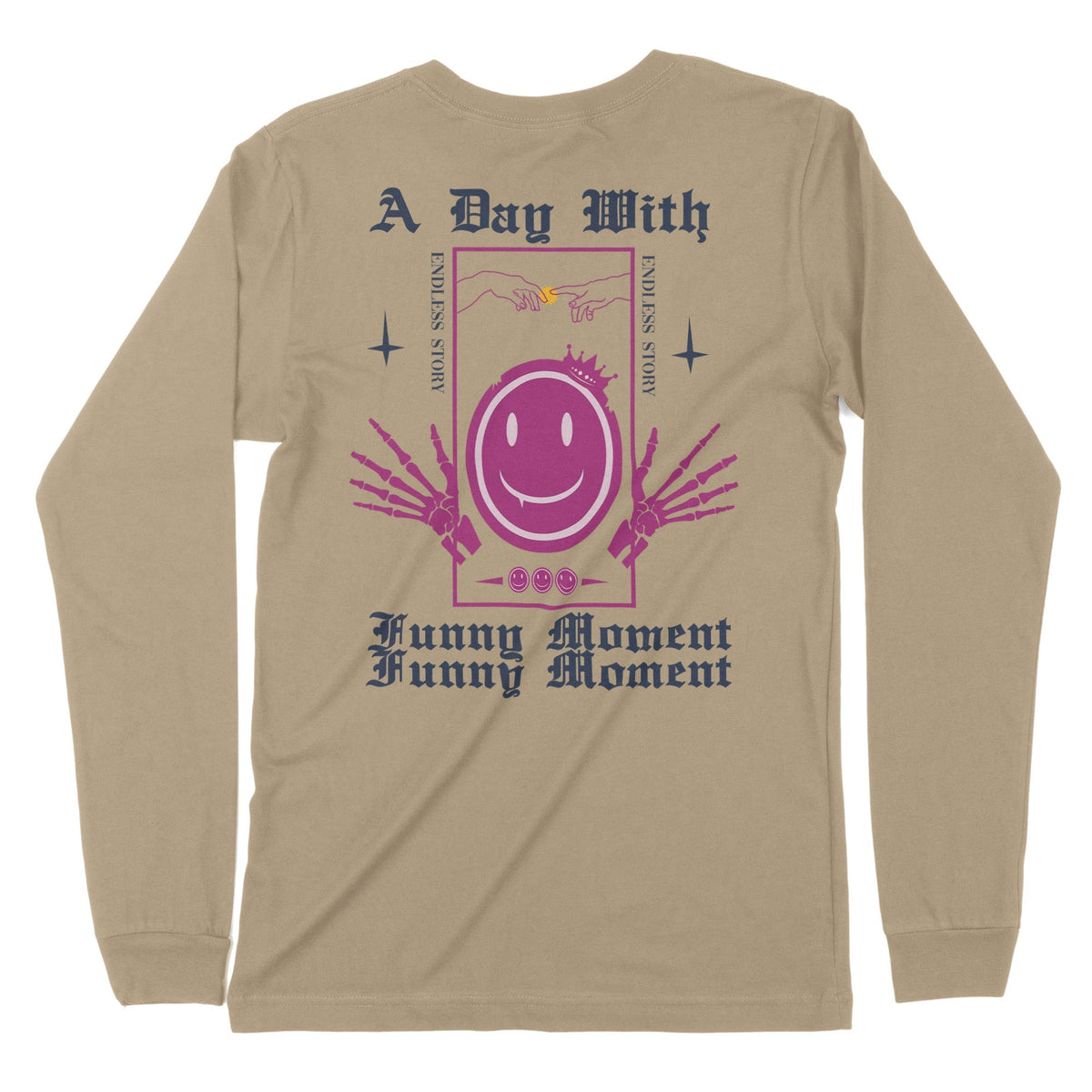 A Day With Funny Moments | Back Print | Long-Sleeve T-Shirt | PremiumChroma Clothing