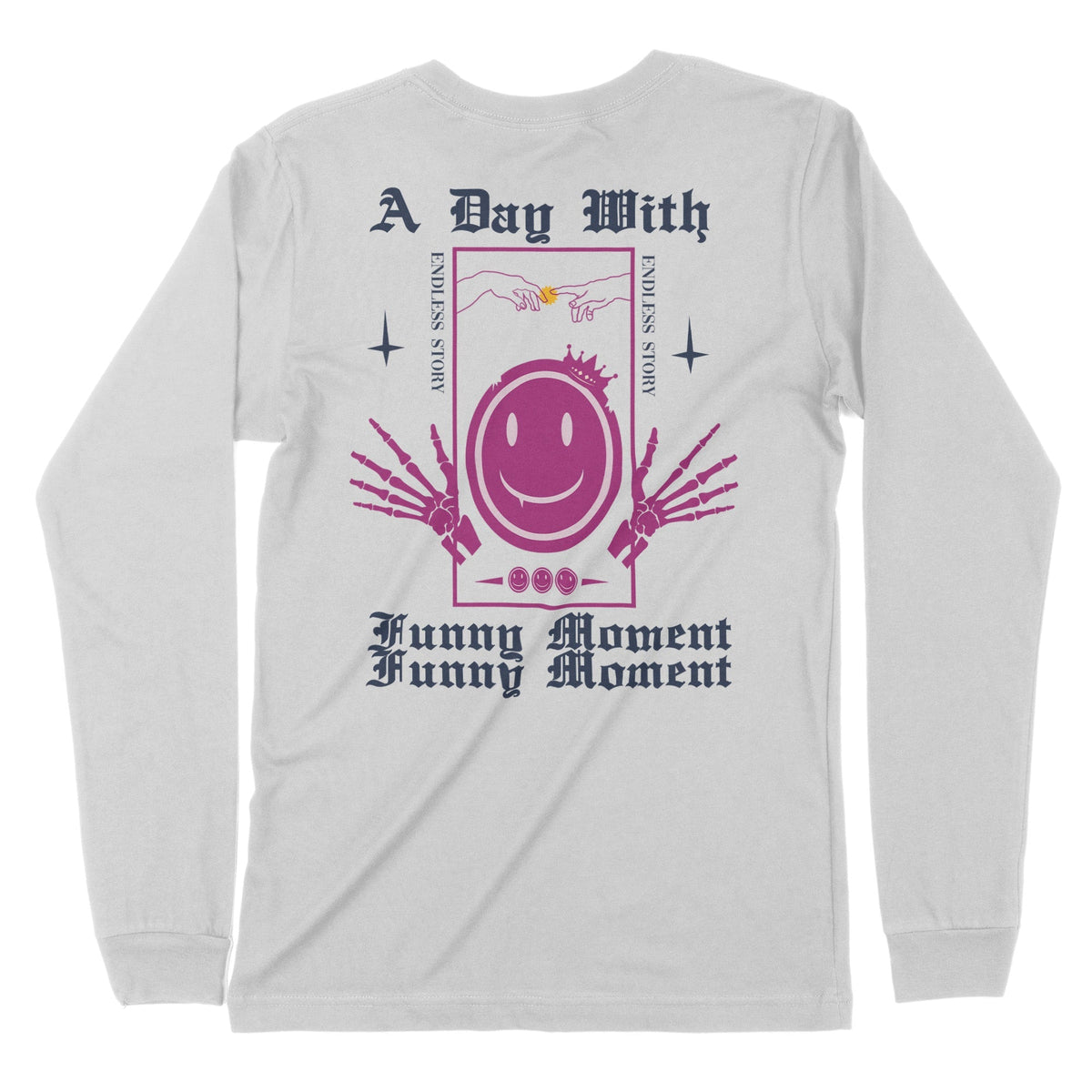 A Day With Funny Moments | Back Print | Long-Sleeve T-Shirt | PremiumChroma Clothing