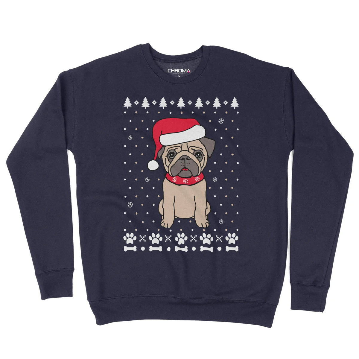 Christmas Pug | Unisex Christmas Sweater Chroma Clothing