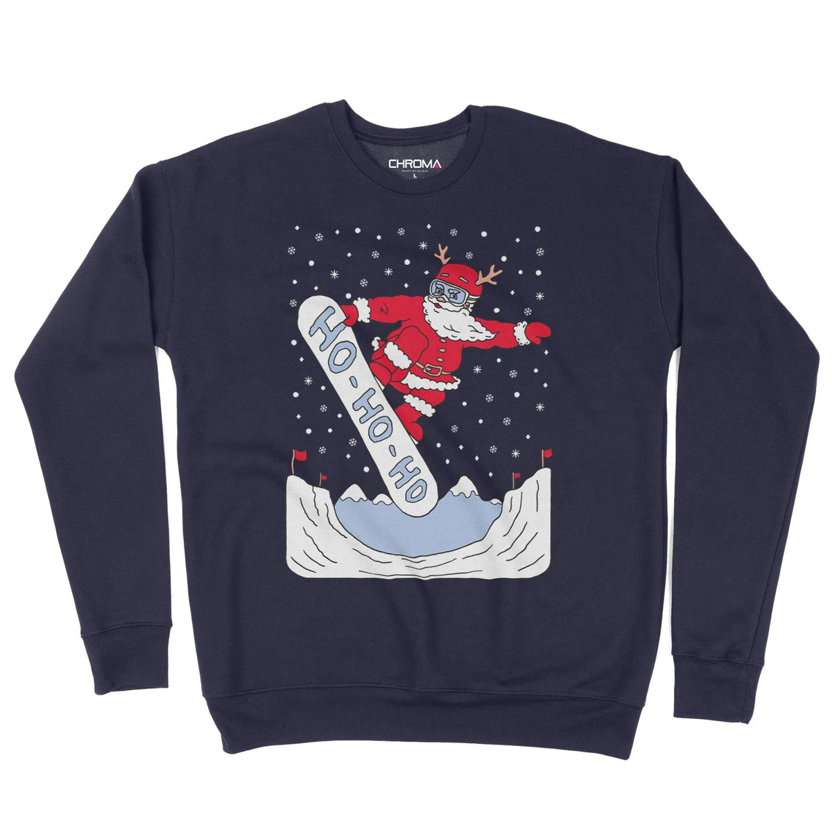 Snowboarding Santa | Unisex Christmas Sweater Chroma Clothing
