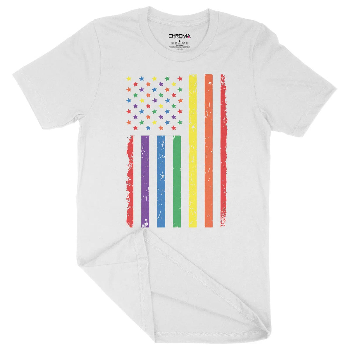 Rainbow American Flag LGBTQ | Unisex Adult T-Shirt Chroma Clothing