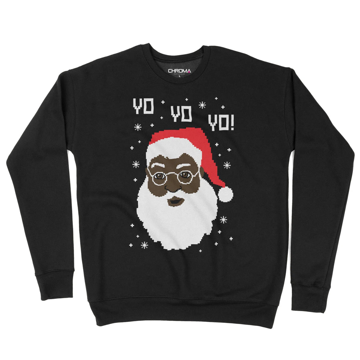 Yo Yo Yo Black Santa | Unisex Christmas Sweater Chroma Clothing