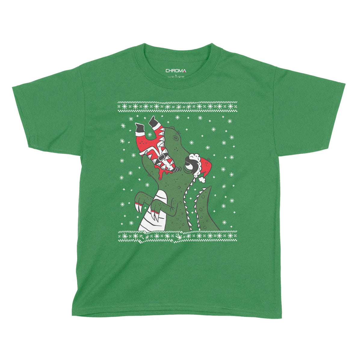 Festive Dinosaur Santa | Kids Christmas T-Shirt Chroma Clothing