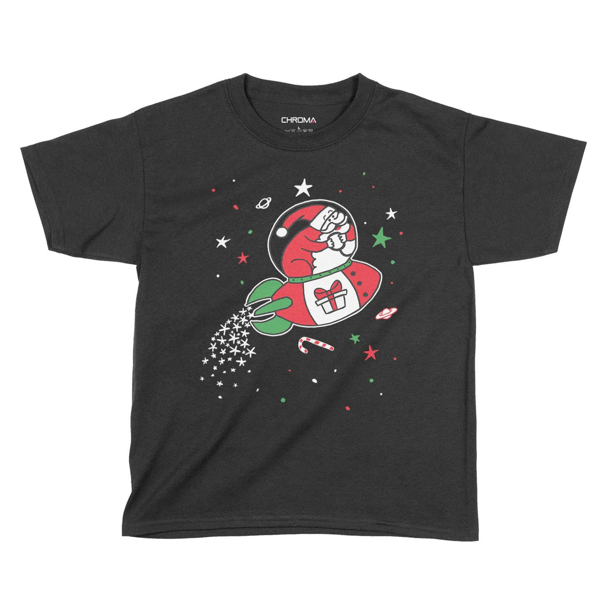 Santa Rocketship | Kids Christmas T-Shirt Chroma Clothing