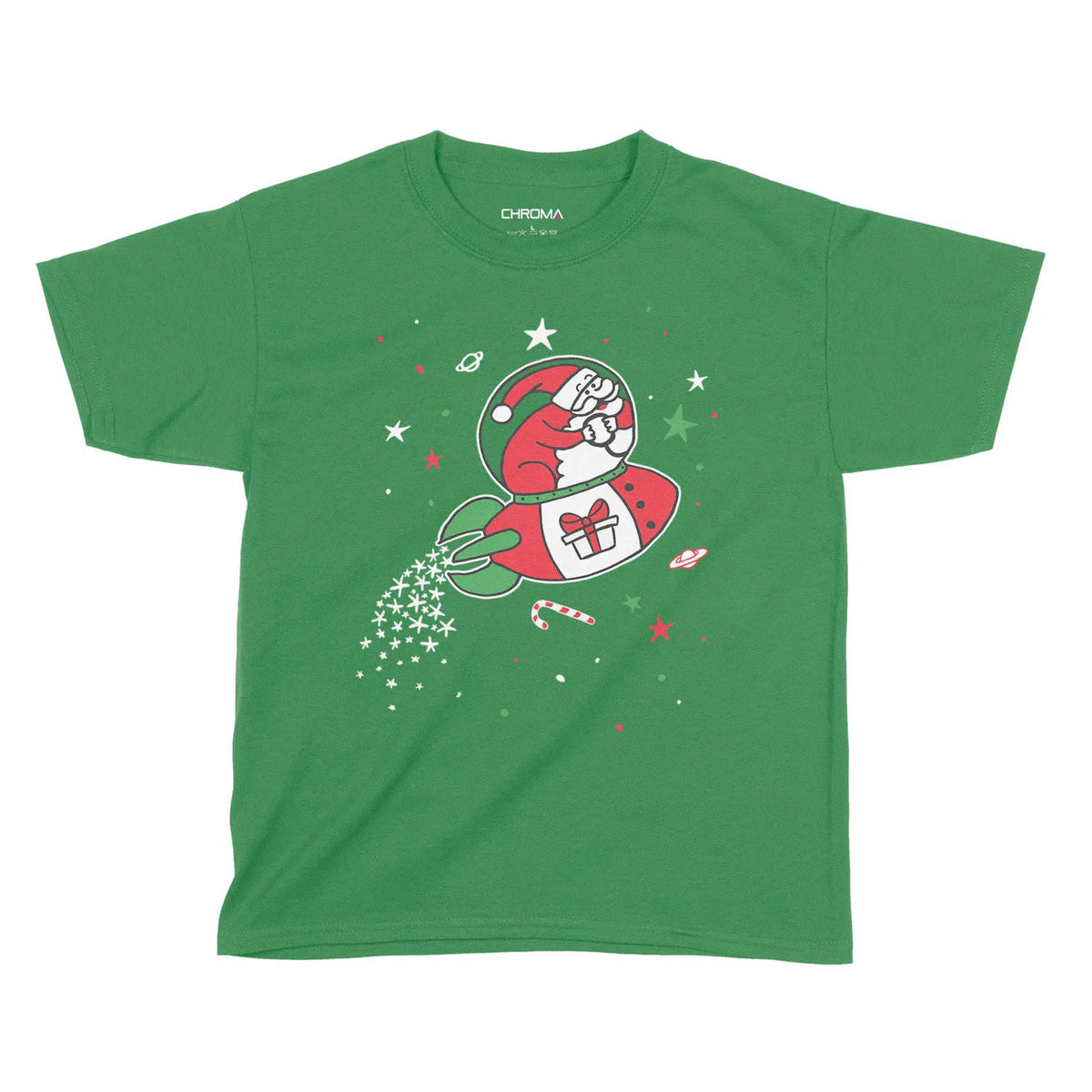 Santa Rocketship | Kids Christmas T-Shirt Chroma Clothing