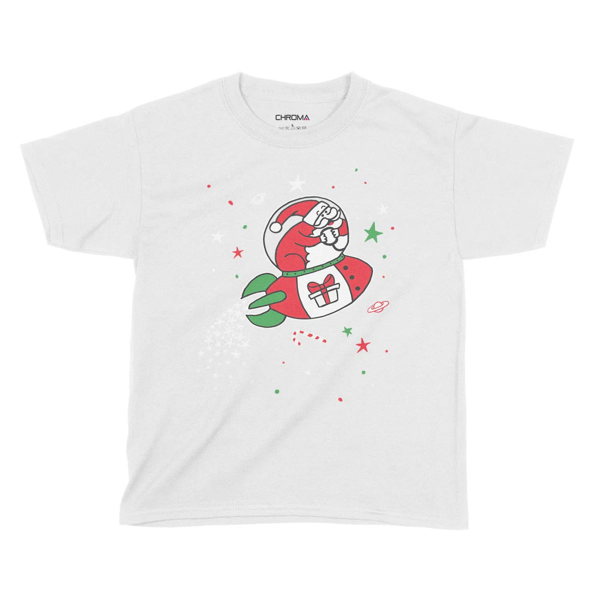 Santa Rocketship | Kids Christmas T-Shirt Chroma Clothing