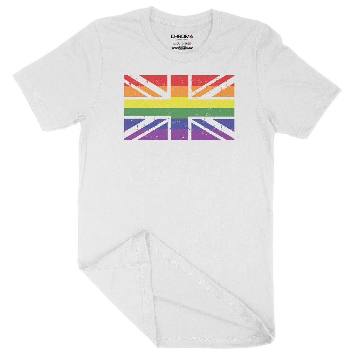Rainbow Union Jack Flag UK LGBTQ | Unisex Adult T-Shirt Chroma Clothing