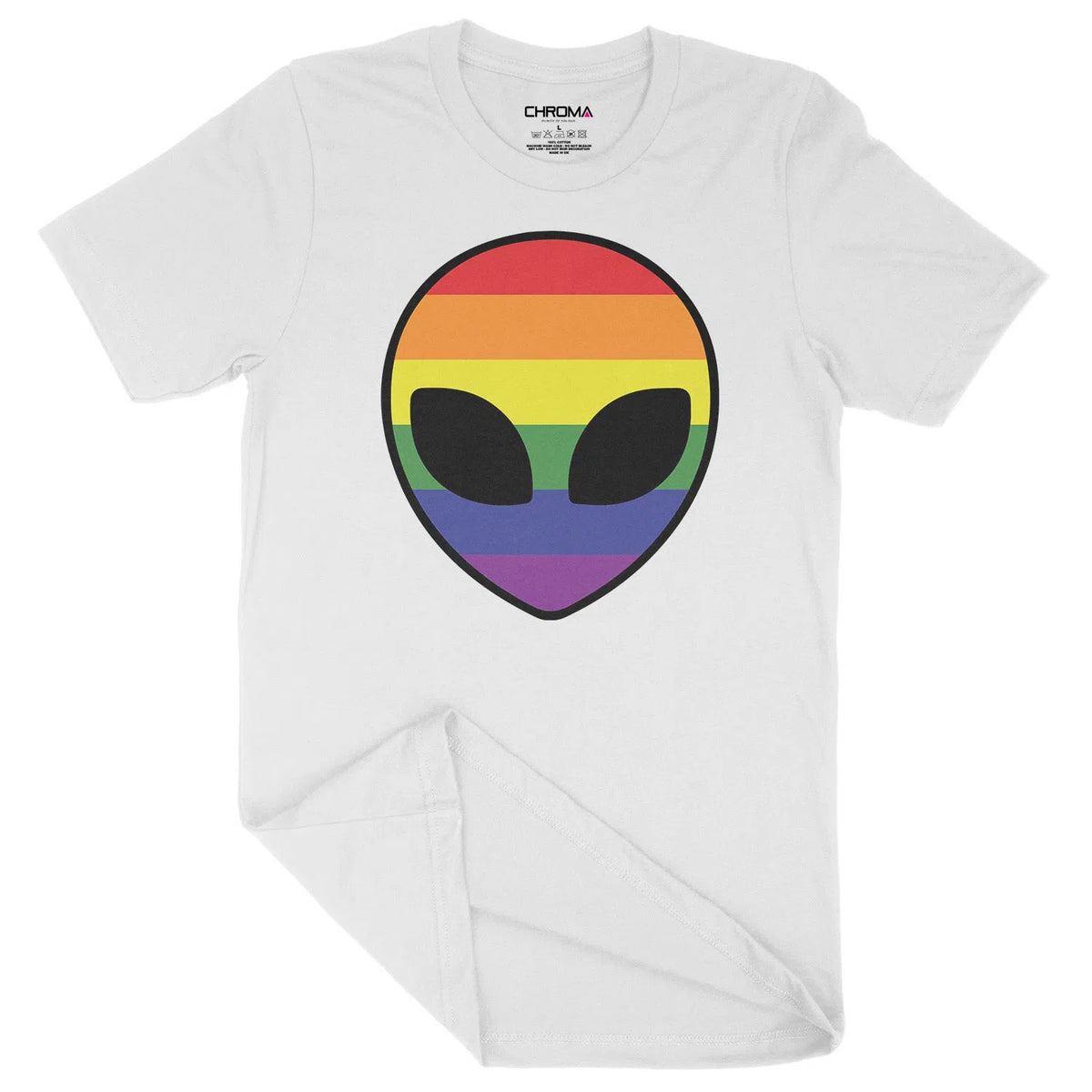 Rainbow Alien Head LGBTQ | Unisex Adult T-Shirt Chroma Clothing