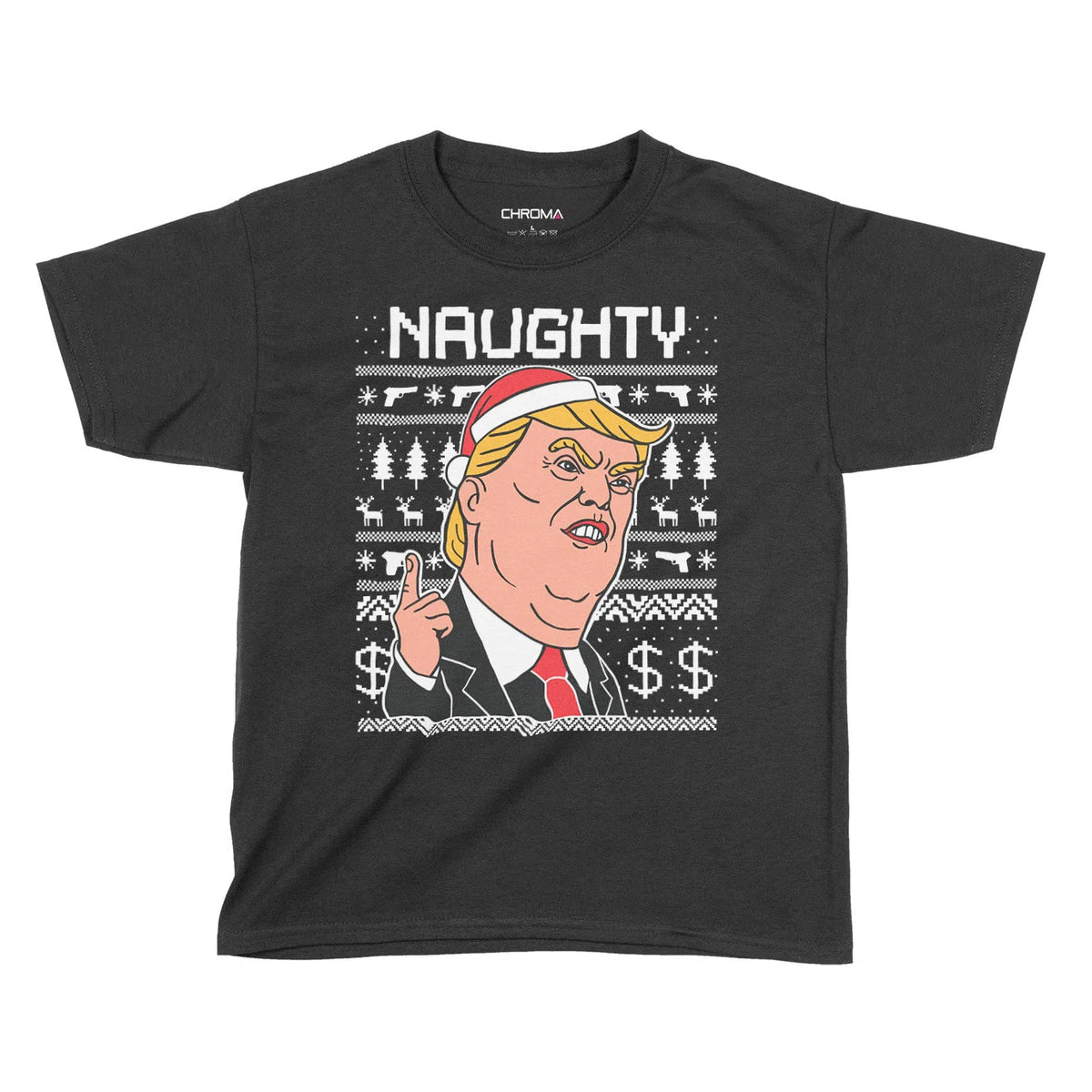 Naughty Trump Festive Fun | Kids Christmas T-Shirt Chroma Clothing