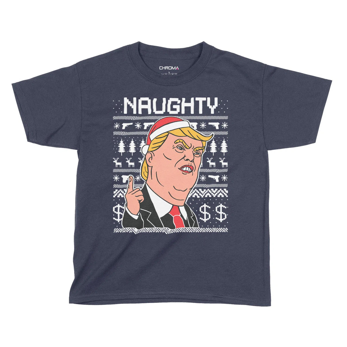 Naughty Trump Festive Fun | Kids Christmas T-Shirt Chroma Clothing