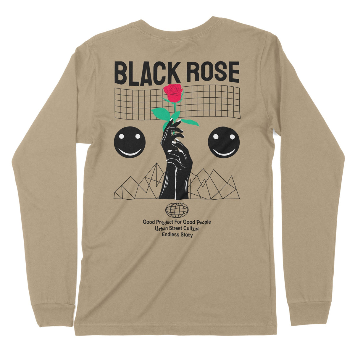 Black Rose | Back Print | Long-Sleeve T-Shirt | Premium Quality Street Chroma Clothing