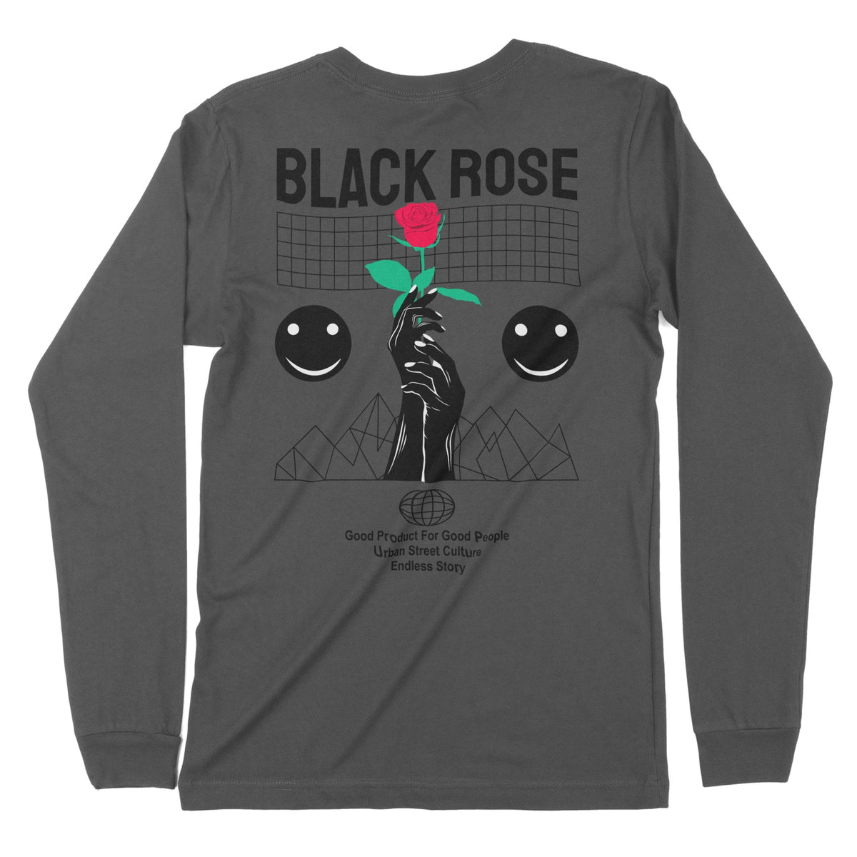 Black Rose | Back Print | Long-Sleeve T-Shirt | Premium Quality Street Chroma Clothing