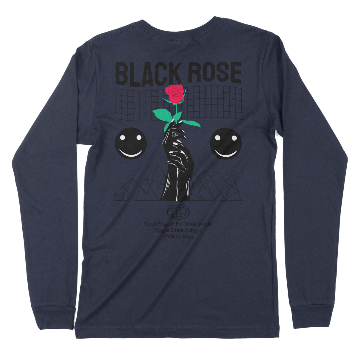 Black Rose | Back Print | Long-Sleeve T-Shirt | Premium Quality Street Chroma Clothing