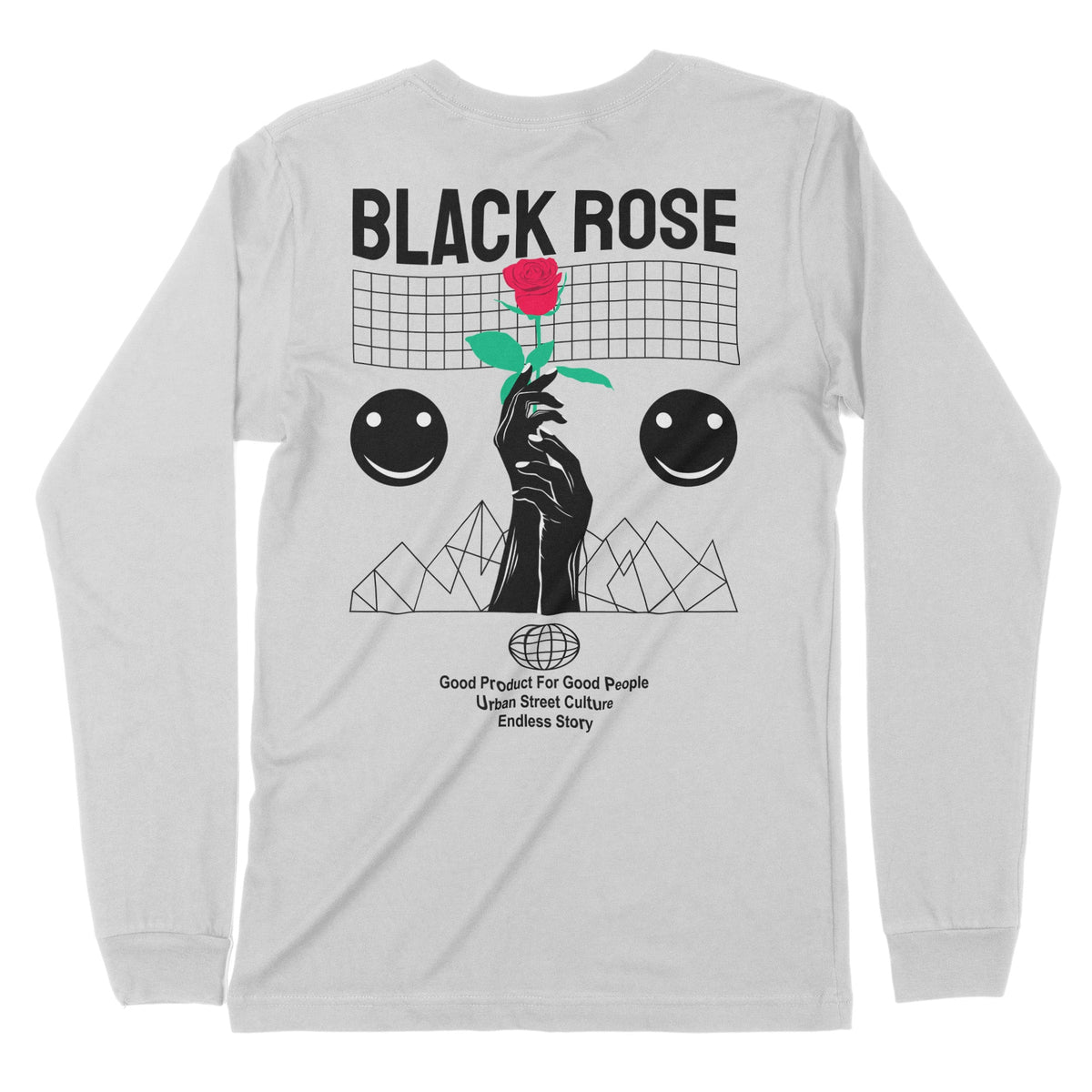 Black Rose | Back Print | Long-Sleeve T-Shirt | Premium Quality Street Chroma Clothing