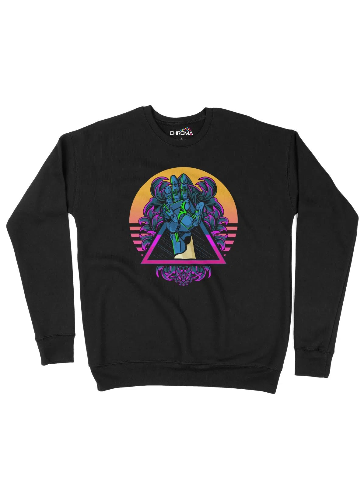 Blue Cyborg Hand Cyberpunk Unisex Adult Sweatshirt | Premium Quality S Chroma Clothing