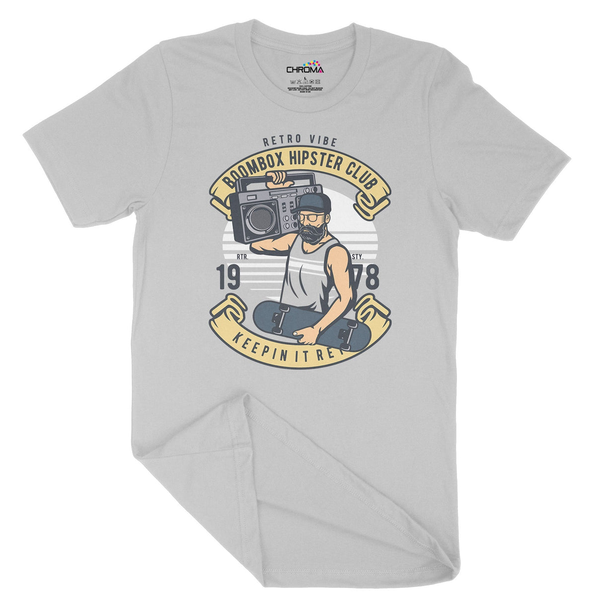 Boombox Hipster Club | Vintage Adult T-Shirt | Classic Vintage Clothin Chroma Clothing